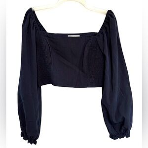 Idem Ditto crop top puff sleeve off shoulder Medium Navy blue